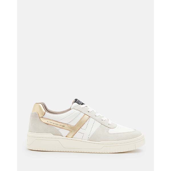 Allsaints Australia Womens Vix Suede Low Top Sneakers White/Gold AU46-648